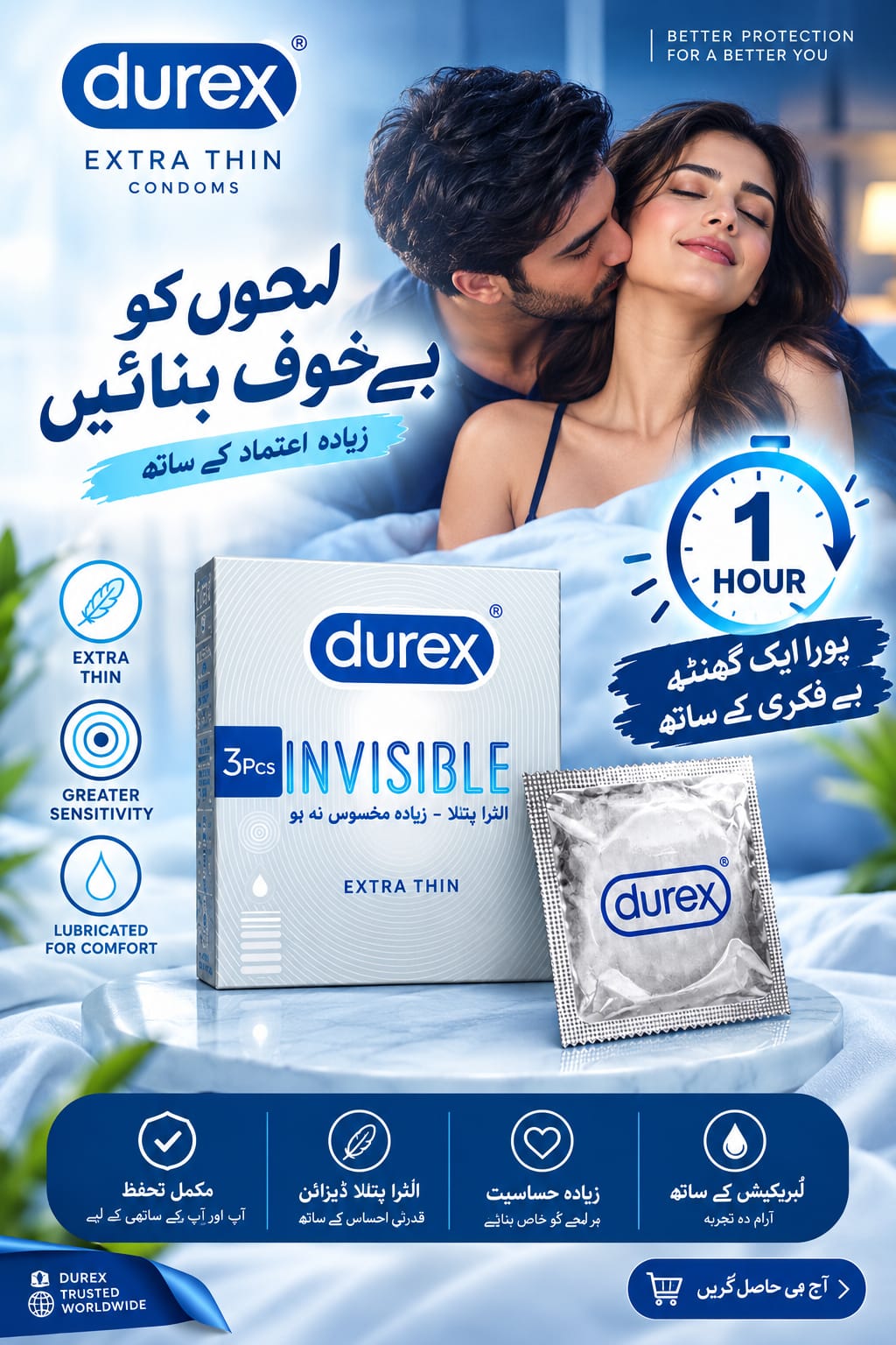 Durex Invisible Extra Thin – 3 Pcs